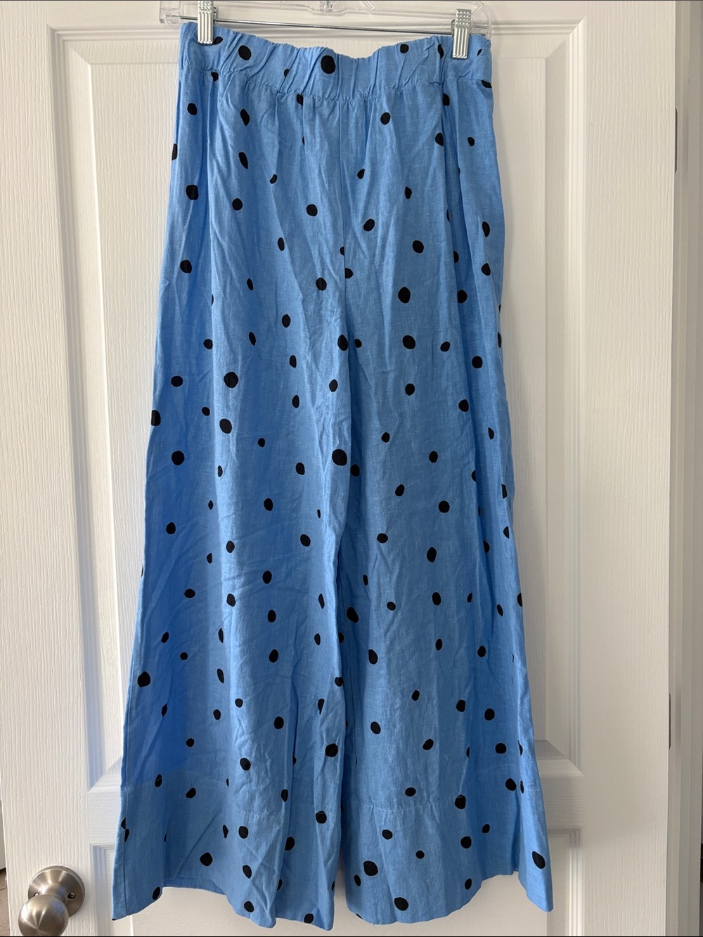 Stateside NWOT Light Blue Wide-Leg Pants with Black Polka Dots - Picture 4 of 4